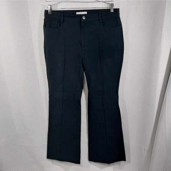 LOFT! RICH BLACK STRETCH 5 POCKET, CENTER LEG SEAM, FLARED PANTS, SLACKS! SZ 14P - Picture 2 of 10
